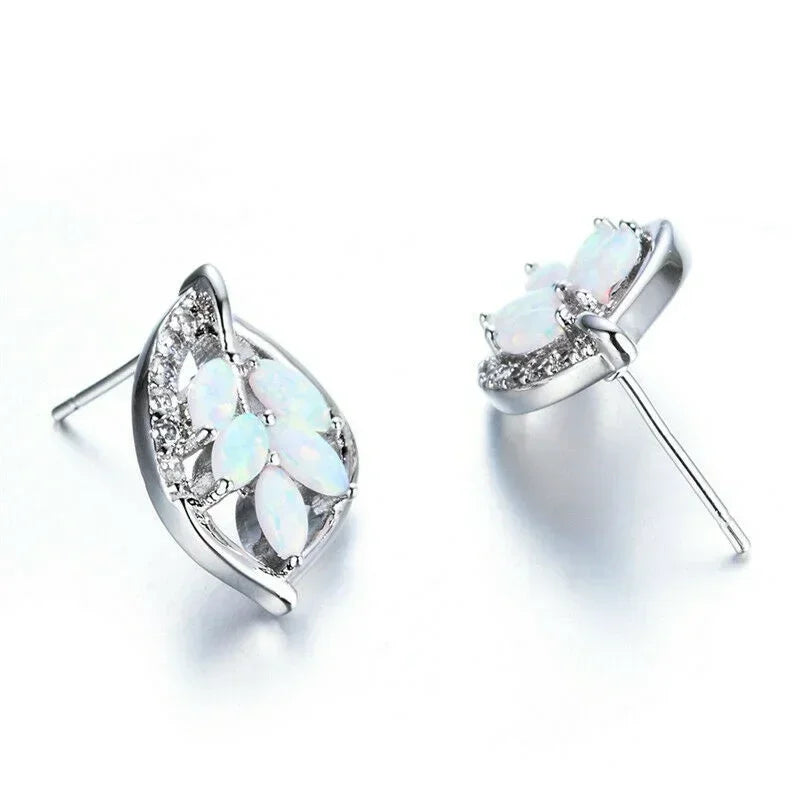 Blue Opal Heart Stud Earrings – Hypoallergenic Crystal Studs Stud Earrings Nixie