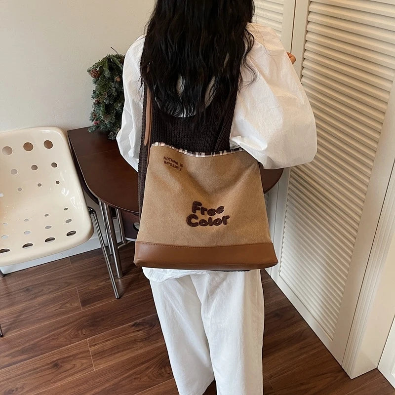 Caramel Embroidered Canvas Crossbody Shoulder Bag for Women Crossbody Shoulder Bag Nixie