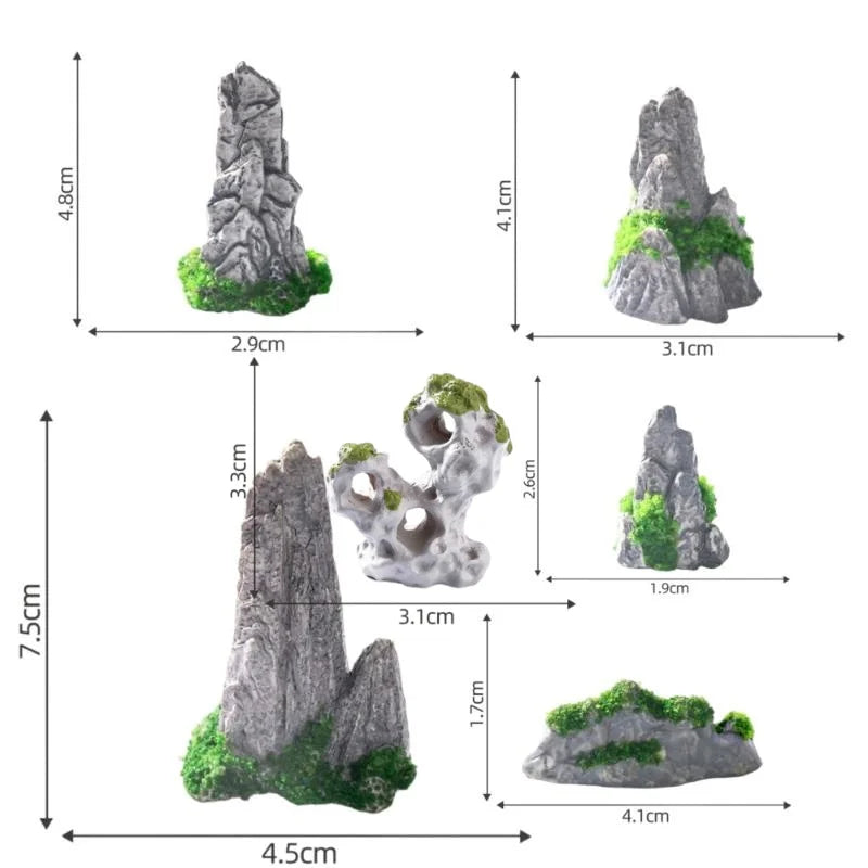 Miniature Mountain Stone Decor – Resin Bonsai Terrarium Ornament Miniature Garden Ornament Nixie A3