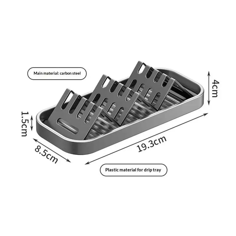 Stainless Steel Soap Dish Rack with Drainage Tray | Bathroom Organizer Soap Dish Rack Nixie Gray