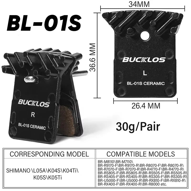 BUCKLOS Ceramic MTB & Road Bike Disc Brake Pads – Shimano Fit Disc Brake Pads Nixie