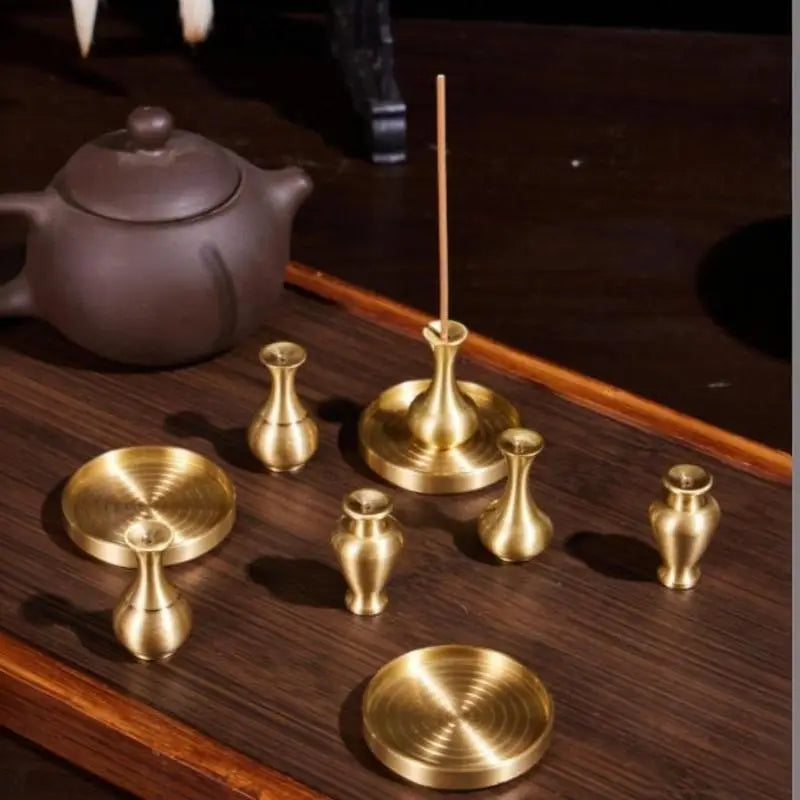 Solid Brass Incense Holder Set – Stick, Coil & Vase Zen Decor Incense Holder Set Nixie