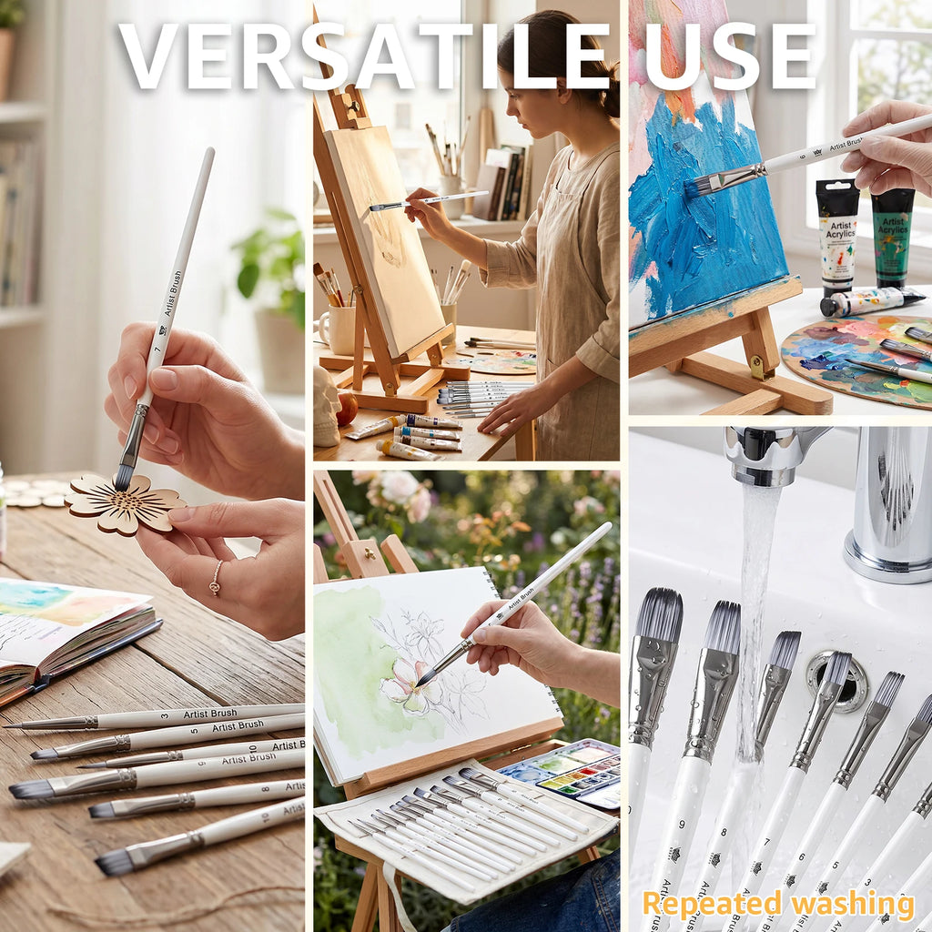 10-Piece Paint Brush Set – Watercolor, Acrylic & Oil Art Brushes Artist Paint Brushes Nixie