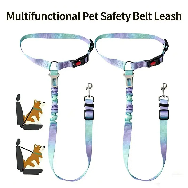 2-in-1 Dog Car Seatbelt & Leash – Adjustable Pet Safety Tether Dog Car Safety Leash Nixie