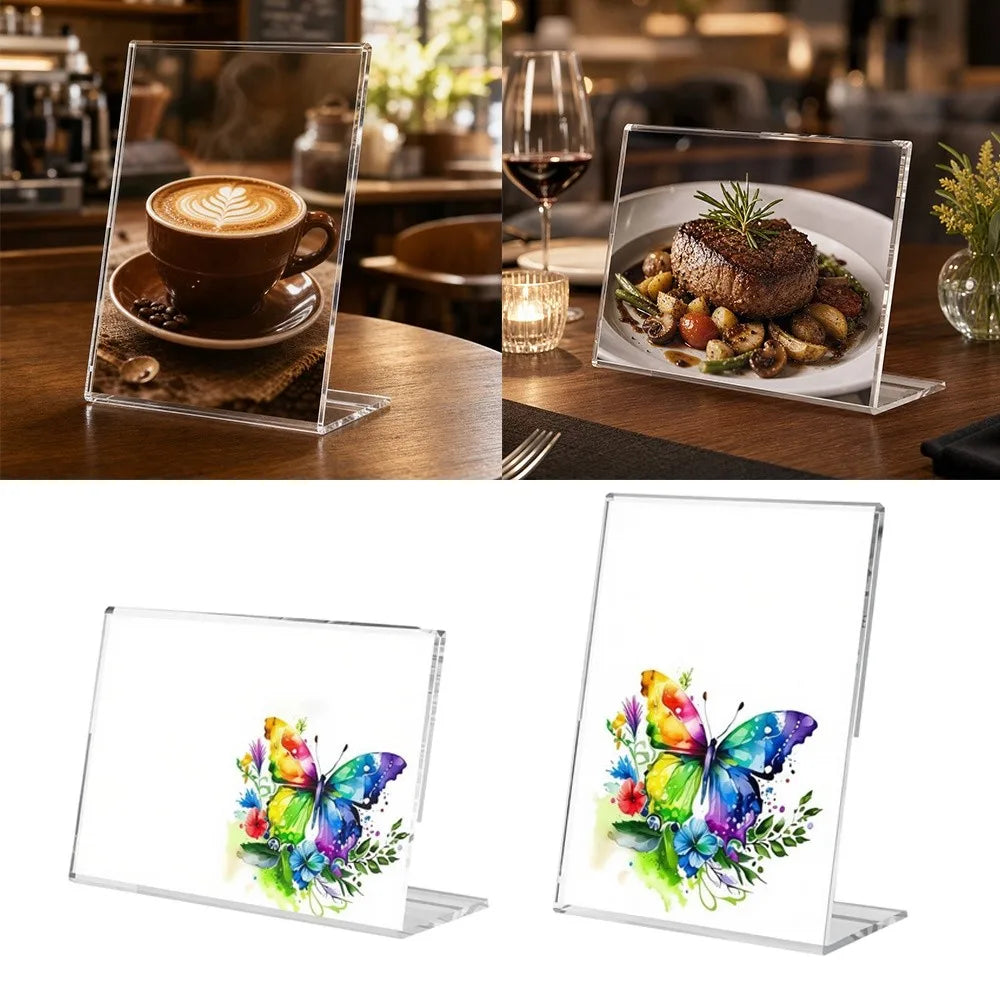 A4/A5 Clear Acrylic L-Type Table Sign Holder – Double Sided