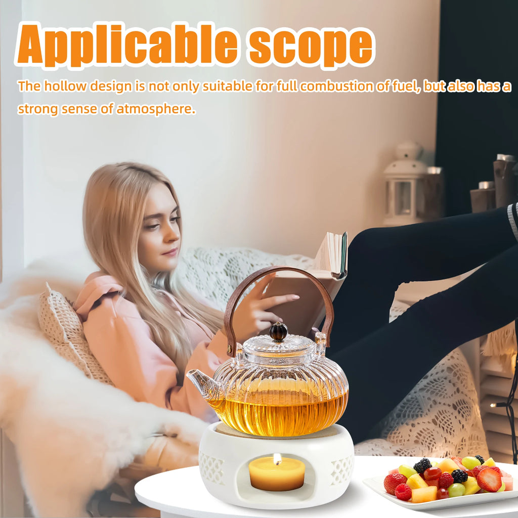 Hollow Ceramic Teapot Warmer Candle Heating Base Holder Teapot Warmer Base Nixie