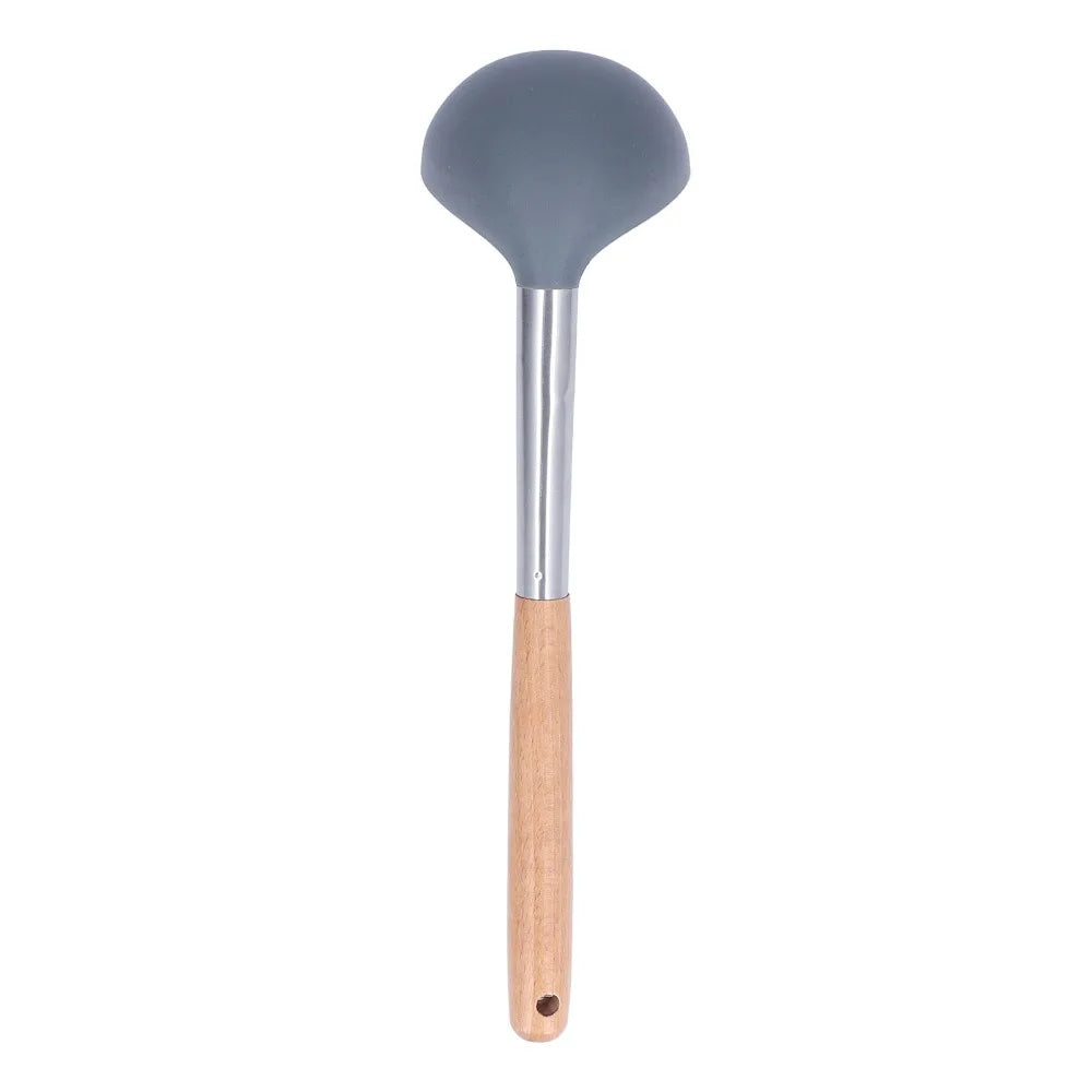 Silicone Soup Ladle with Wooden Handle – Nonstick Kitchen Tool Silicone Kitchen Ladle Nixie