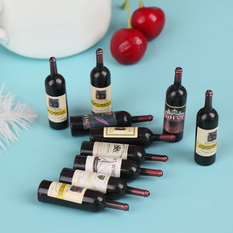 10Pcs 1:12 Dollhouse Miniature Wine Bottle Set | Resin Decor Dollhouse Miniature Set Nixie
