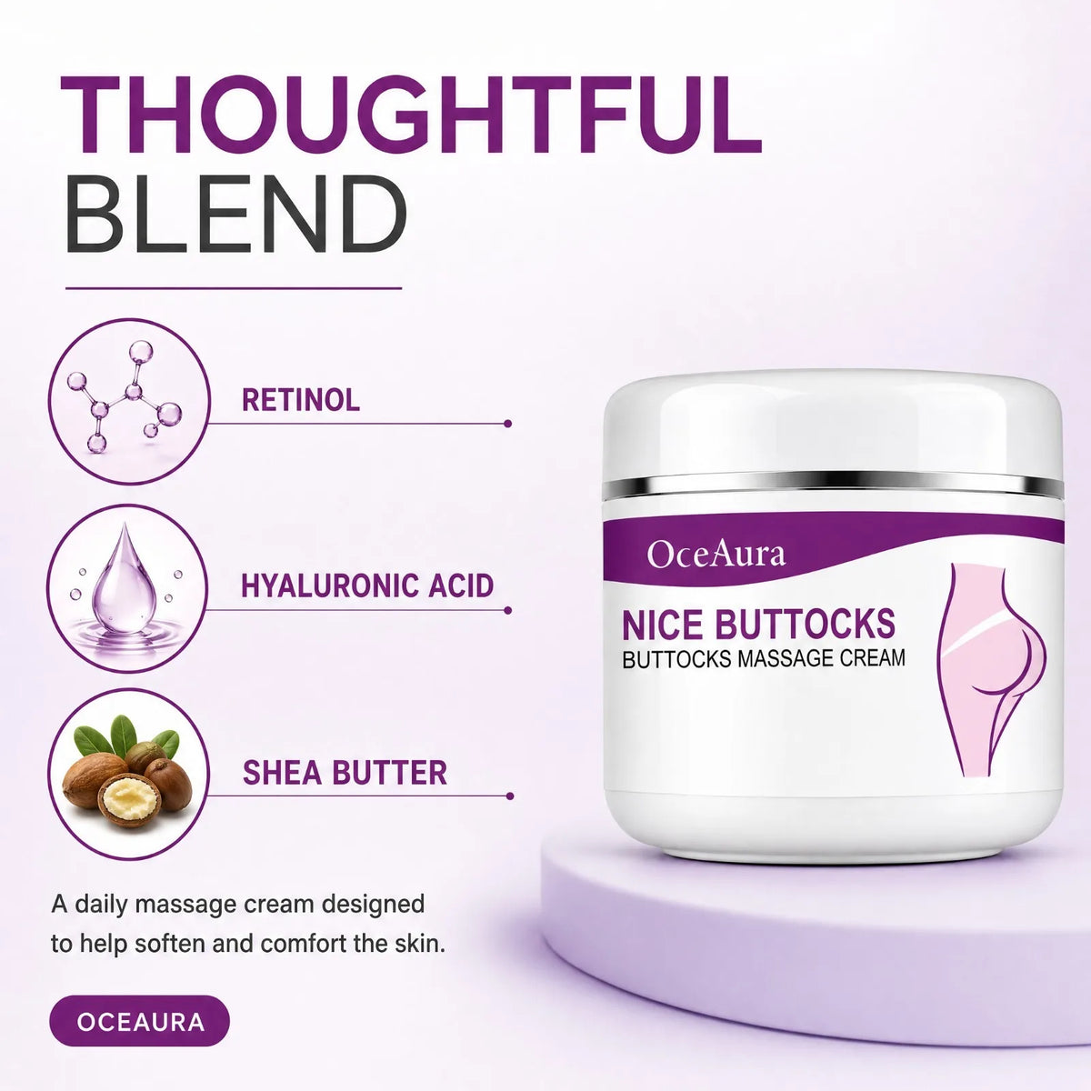 OceAura Hip Firming Massage Cream – Moisturizing Body Skin Care Body Firming Cream Nixie