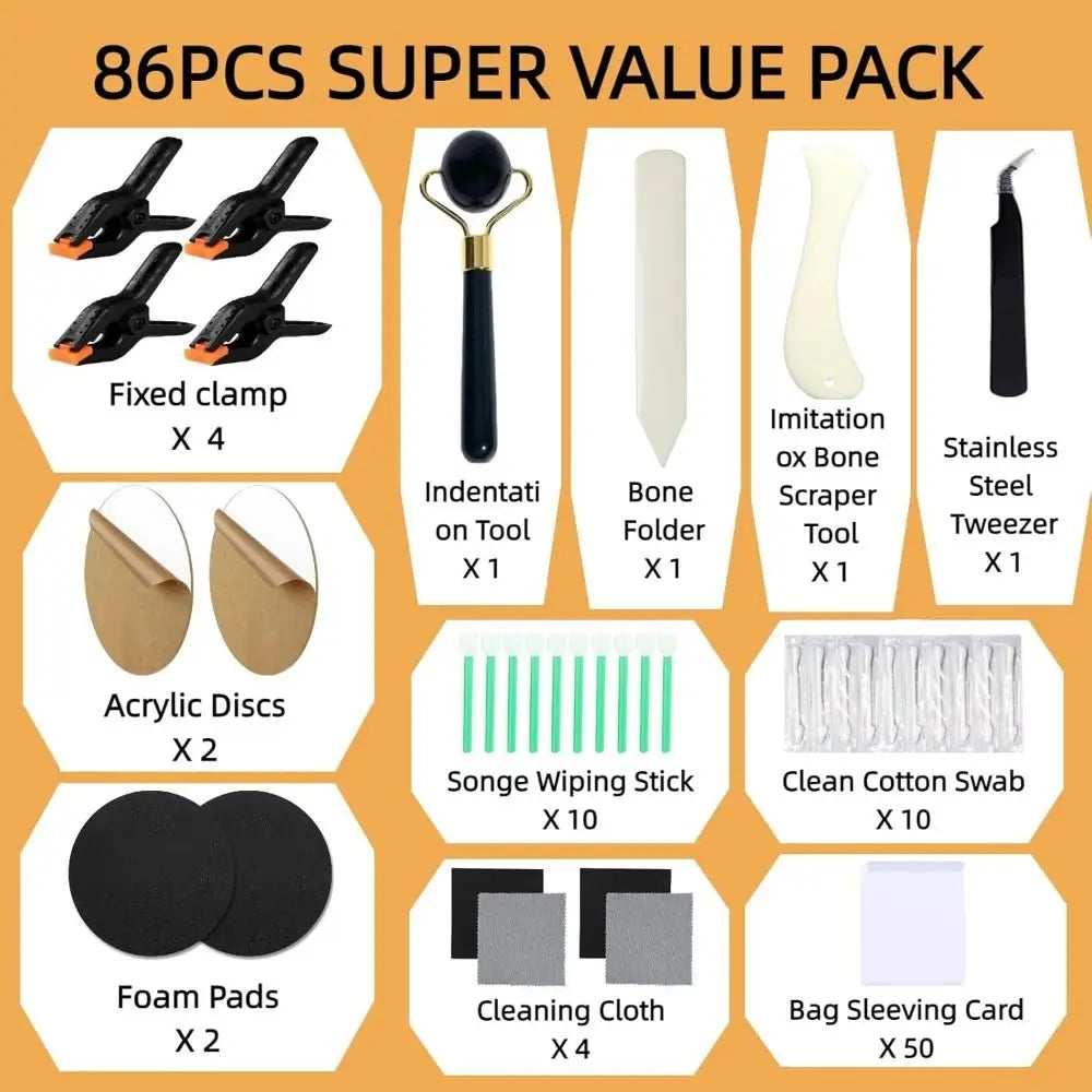 86pc Card Flattening & Cleaning Kit for Collectible Cards Card Care Kit Nixie