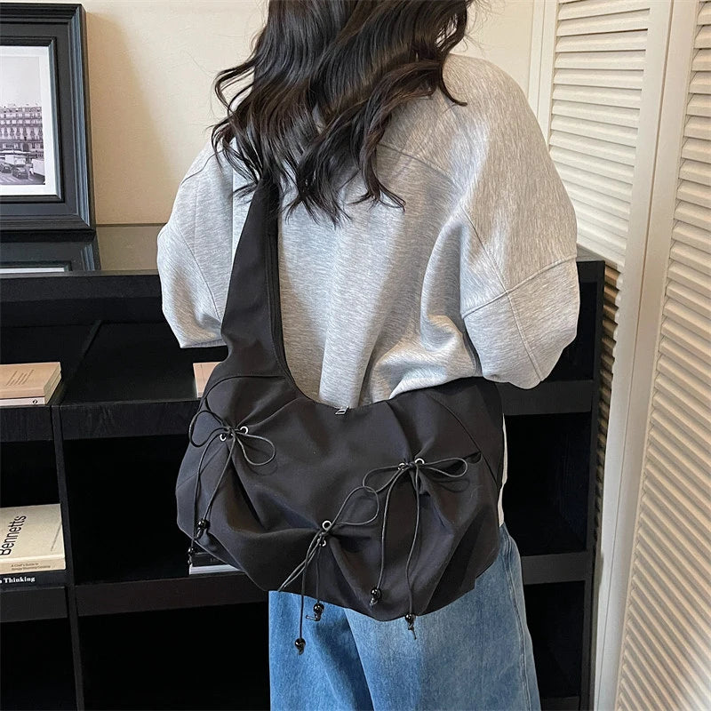 Korean Bow Nylon Shoulder Bag – Large Capacity Women's Bag Women's Shoulder Bag Nixie