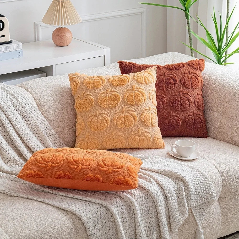 Halloween Pumpkin Tufted Throw Pillow Cover 45x45cm Fall Decor