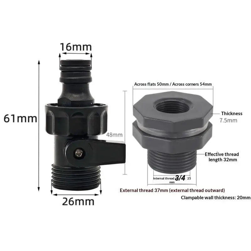 3/4 Inch Rainwater Diverter Kit – Bucket Valve Hose Fittings Rainwater Diverter Kit Nixie A C