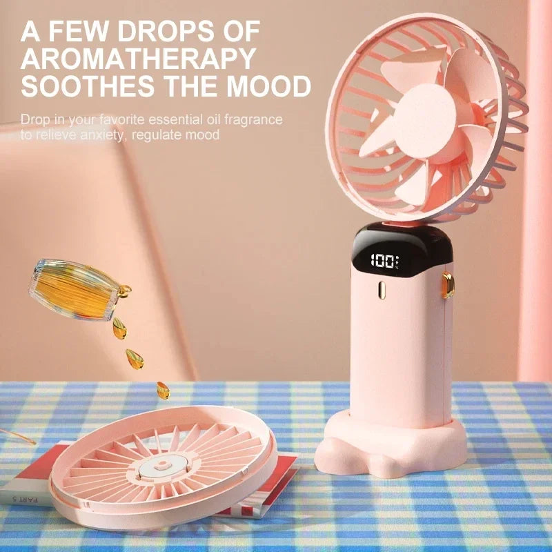 Portable Neck Fan 1800mAh USB Rechargeable 5-Speed & Phone Stand