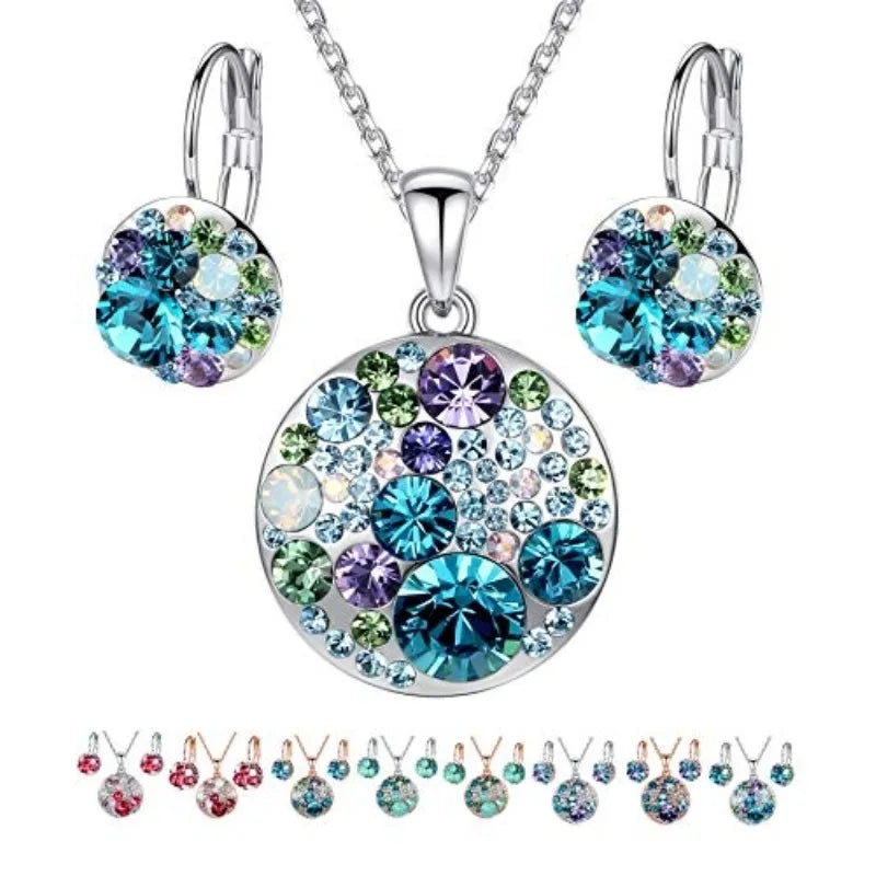 Women's Pendant Necklace & Earring Set – Silver or Rose Gold Jewelry Set Nixie
