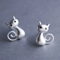 2Pcs Cute Cat Ear Stud Earrings – Silver-Plated Fashion Jewelry Stud Earrings Nixie Light Yellow Gold Color