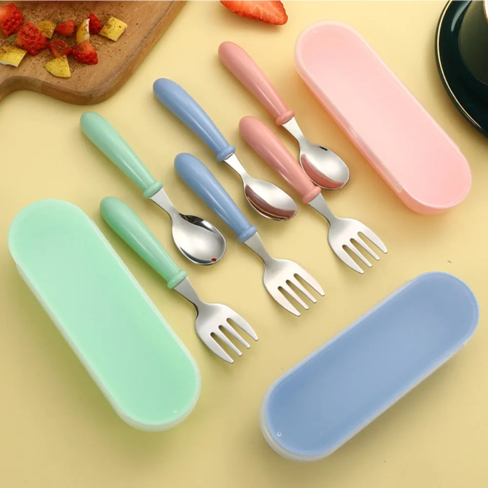 Portable 316L Stainless Steel Spoon & Fork Set with Case