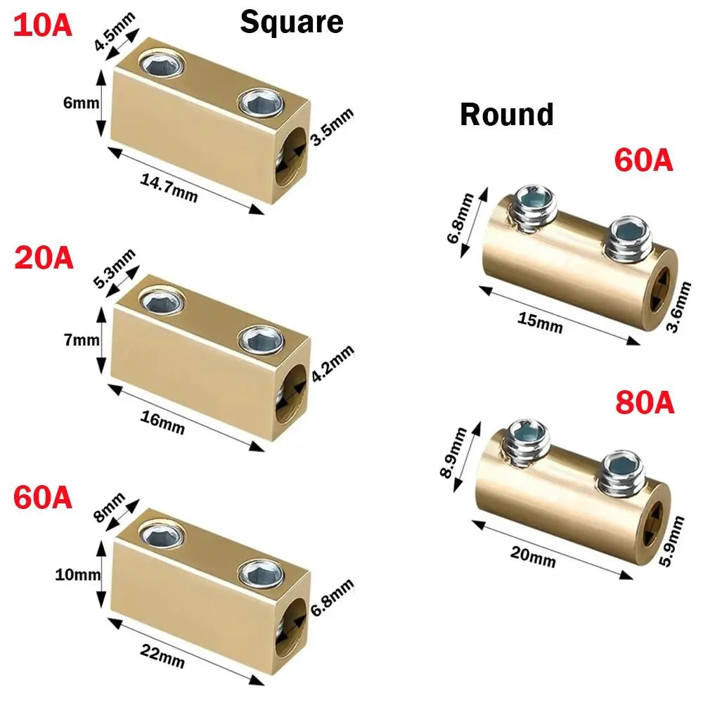 Brass Terminal Block Wire Connectors 10A/20A/60A Waterproof Splice Wire Splice Connector Nixie