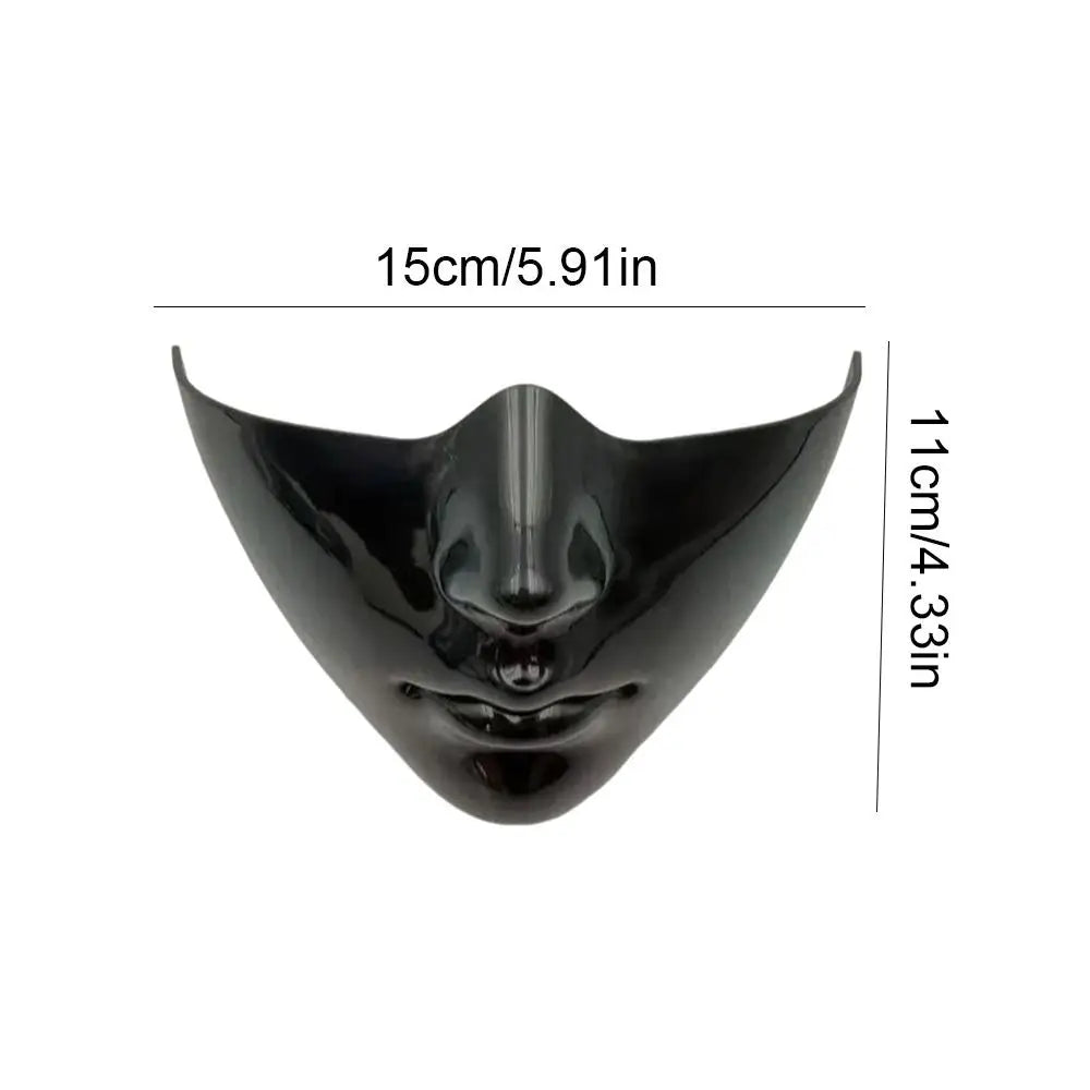 Glossy Black Half Face Mask | PVC Cosplay Masquerade Mask Cosplay Face Mask Nixie