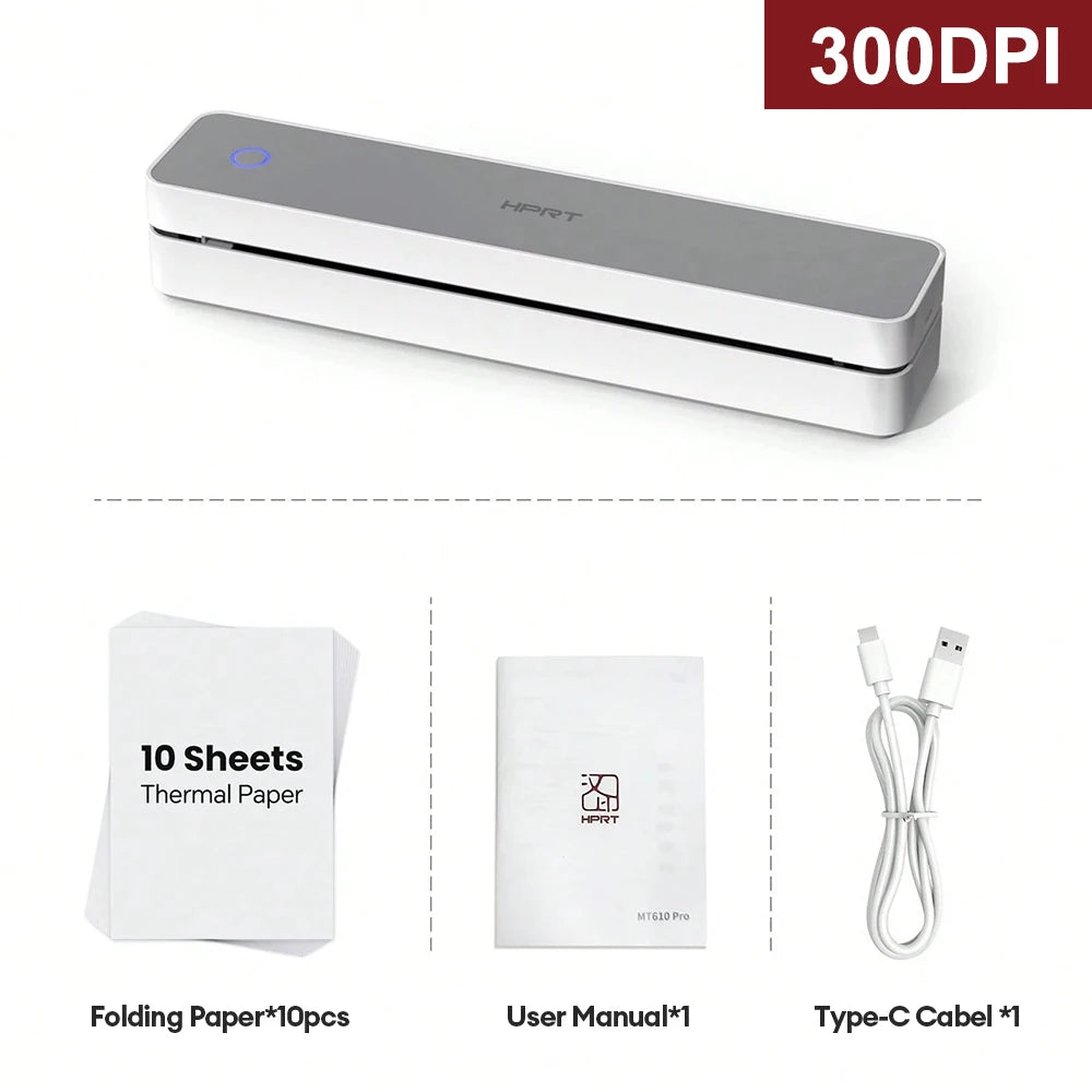 HPRT MT610/MT610Pro Portable A4 Inkless Thermal Printer Portable Thermal Printer Nixie MT610 Pro USB Type-C