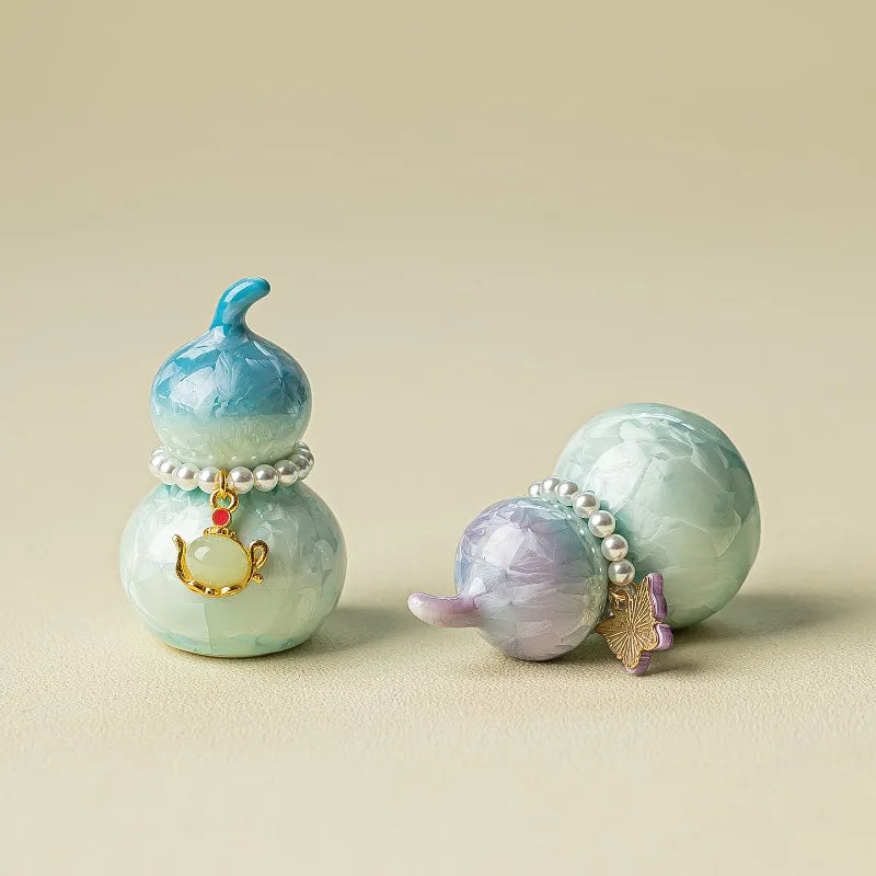 Kiln-Fired Crystal Glaze Ceramic Gourd Tea Pet Decoration Ceramic Desk Ornament Nixie