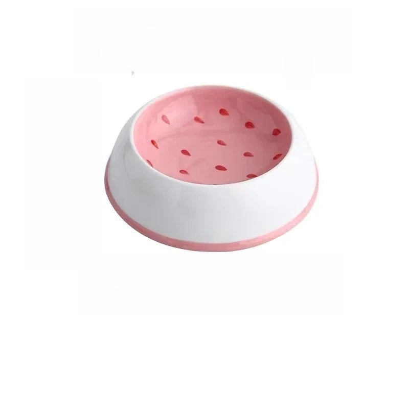 Cute Fruit-Shape Ceramic Cat & Small Dog Bowl – 4 Designs Ceramic Pet Bowl Nixie White
