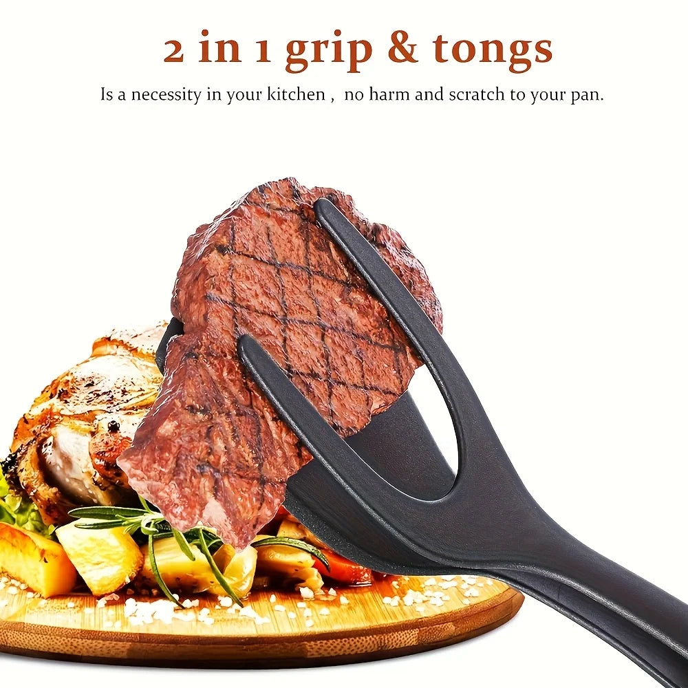 Grip & Flip Spatula Tongs – Non-Stick Egg Flipper Tool Spatula Tongs Nixie