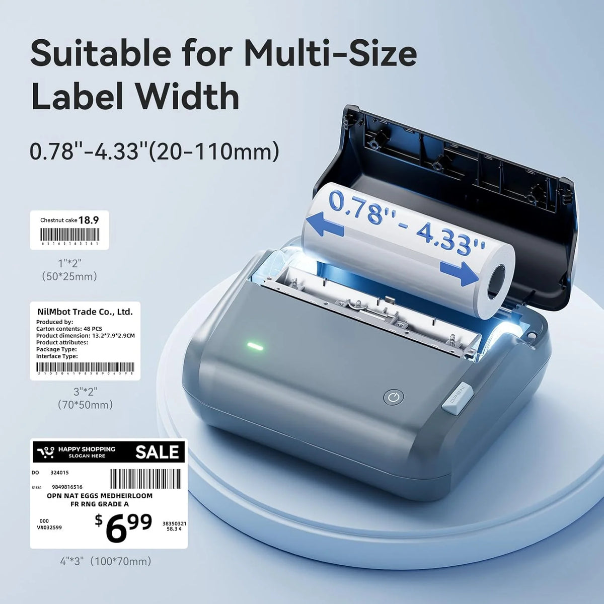 NIIMBOT B4 4-Inch Portable Thermal Label Printer | Bluetooth Thermal Label Printer Nixie