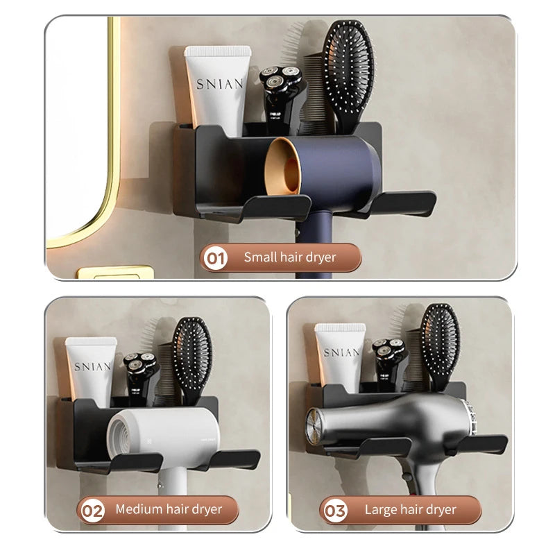 Wall Mounted Hair Dryer Holder – Bathroom Organizer Hair Dryer Holder Nixie