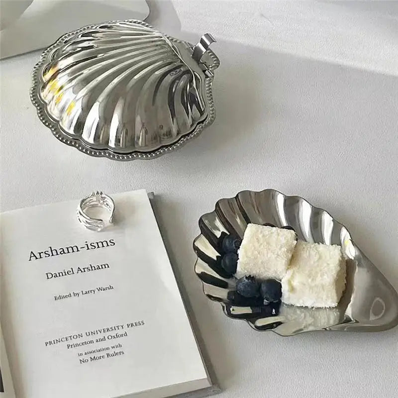 Stainless Steel Seashell Dish – Jewelry Tray & Dessert Plate Decorative Dish Tray Nixie Default Title