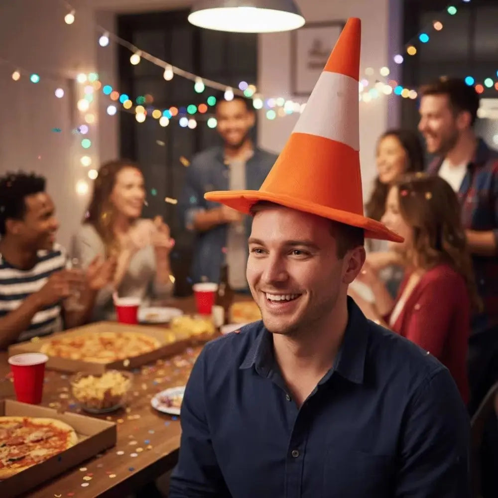 Foldable Traffic Cone Hat – Novelty Party & Halloween Costume Novelty Costume Hat Nixie