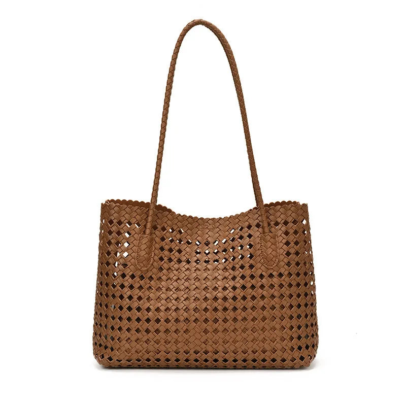 Woven Hollow-Out Tote Bag for Women | Large Capacity Woven Tote Handbag Nixie