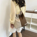 Women's Retro Color Block Bucket Bag | Large Capacity Tote Bucket Shoulder Bag Nixie BB-1417Coffe