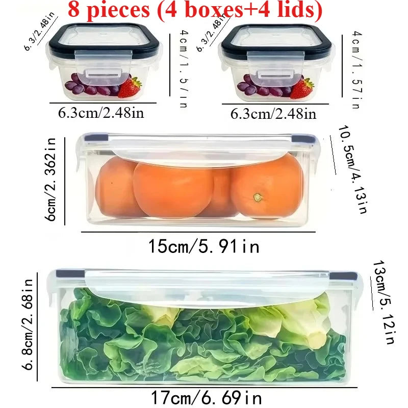 8-Piece Airtight Food Storage Containers – Fridge Organizer Set Food Storage Containers Nixie 1 SET