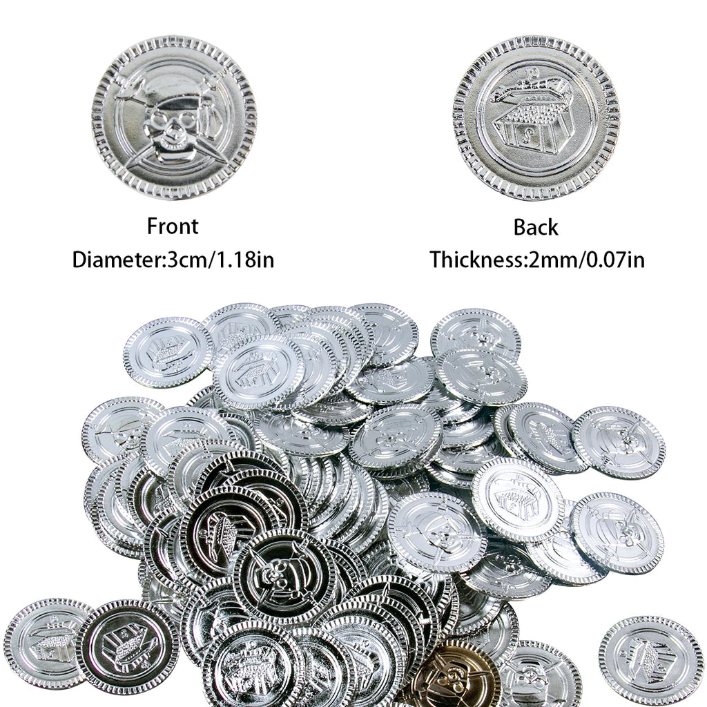 20pcs Plastic Pirate Coins – Fake Gold Party Favor Treasure Party Favor Coins Nixie