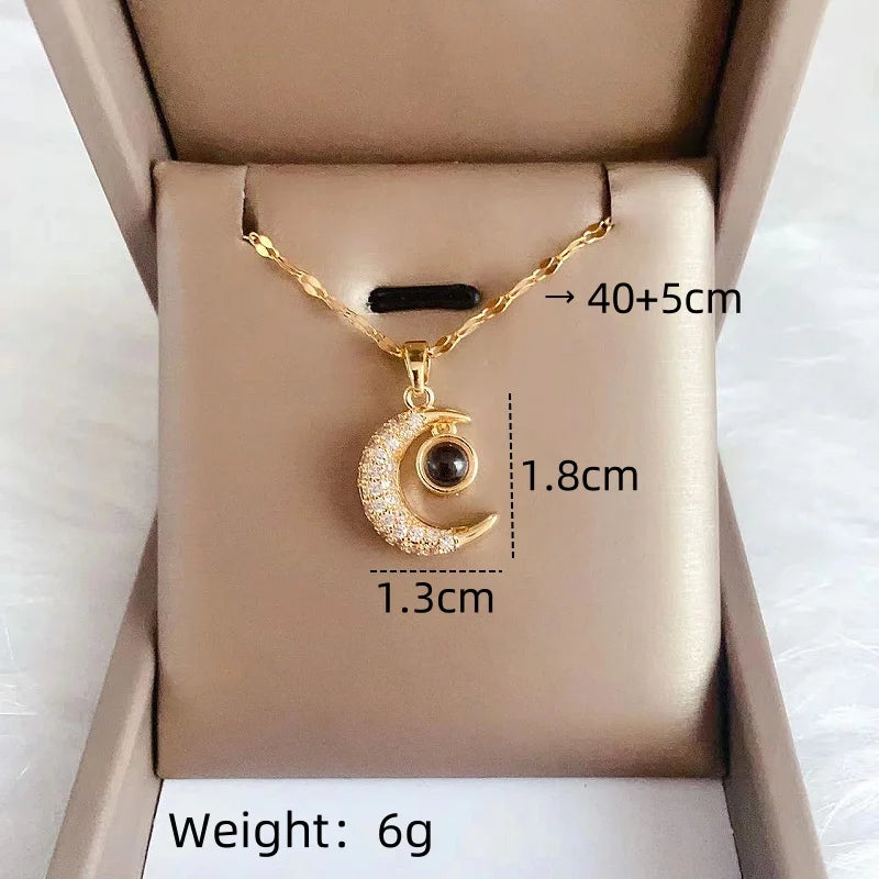 Women's Projection Pendant Necklace – I Love You Clavicle Chain Pendant Necklace Nixie XL1582-01