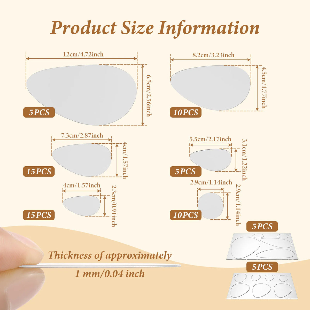 60Pcs Pebble Acrylic Mirror Wall Stickers – Self-Adhesive Tiles Mirror Wall Stickers Nixie silver 60pcs
