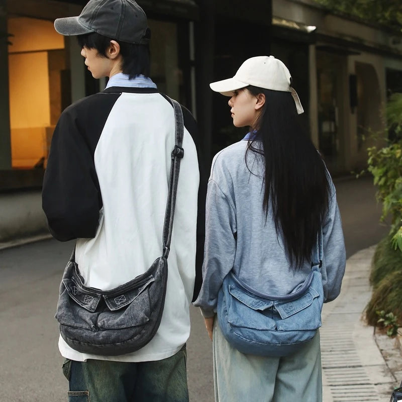Japanese Retro Denim Crossbody Bag – Large Capacity Unisex Tote Crossbody Tote Bag Nixie