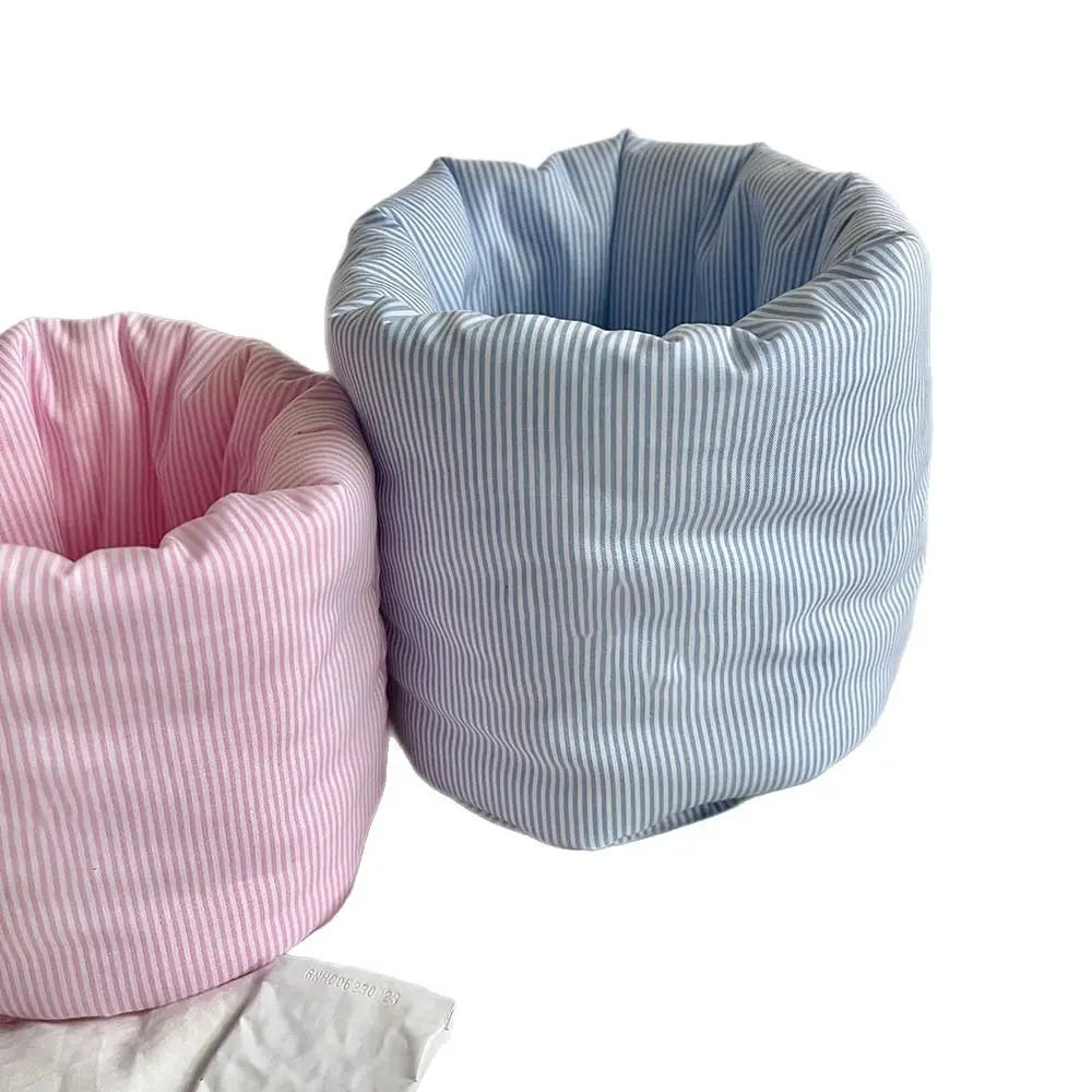 Striped Fabric Makeup Brush Storage Basket – Large Capacity