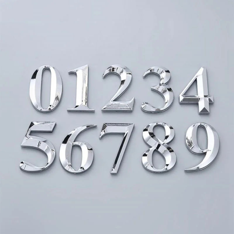 Self-Adhesive Chrome House Door Number Sign Sticker 7x4.5cm Door Number Sign Nixie