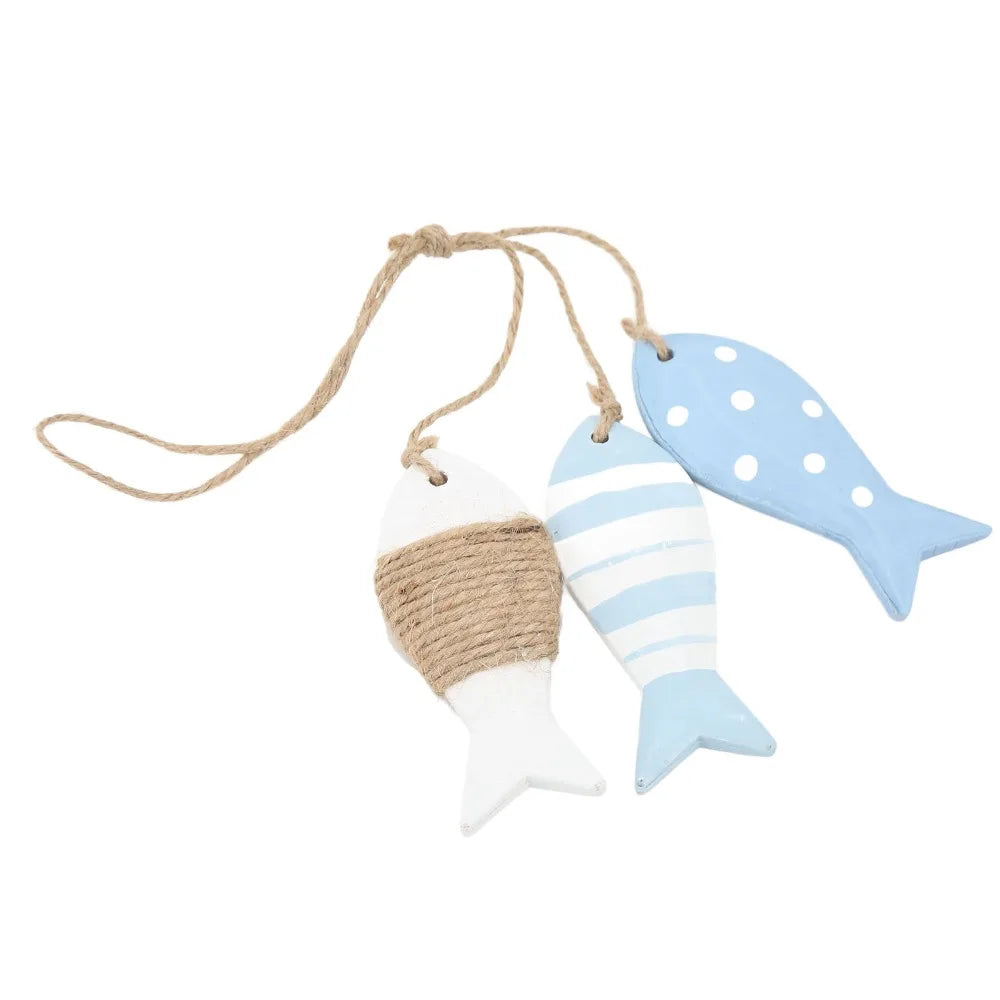 2PCS Hand Carved Wooden Fish Nautical Coastal Wall Hanging Decor Wooden Wall Decor Nixie