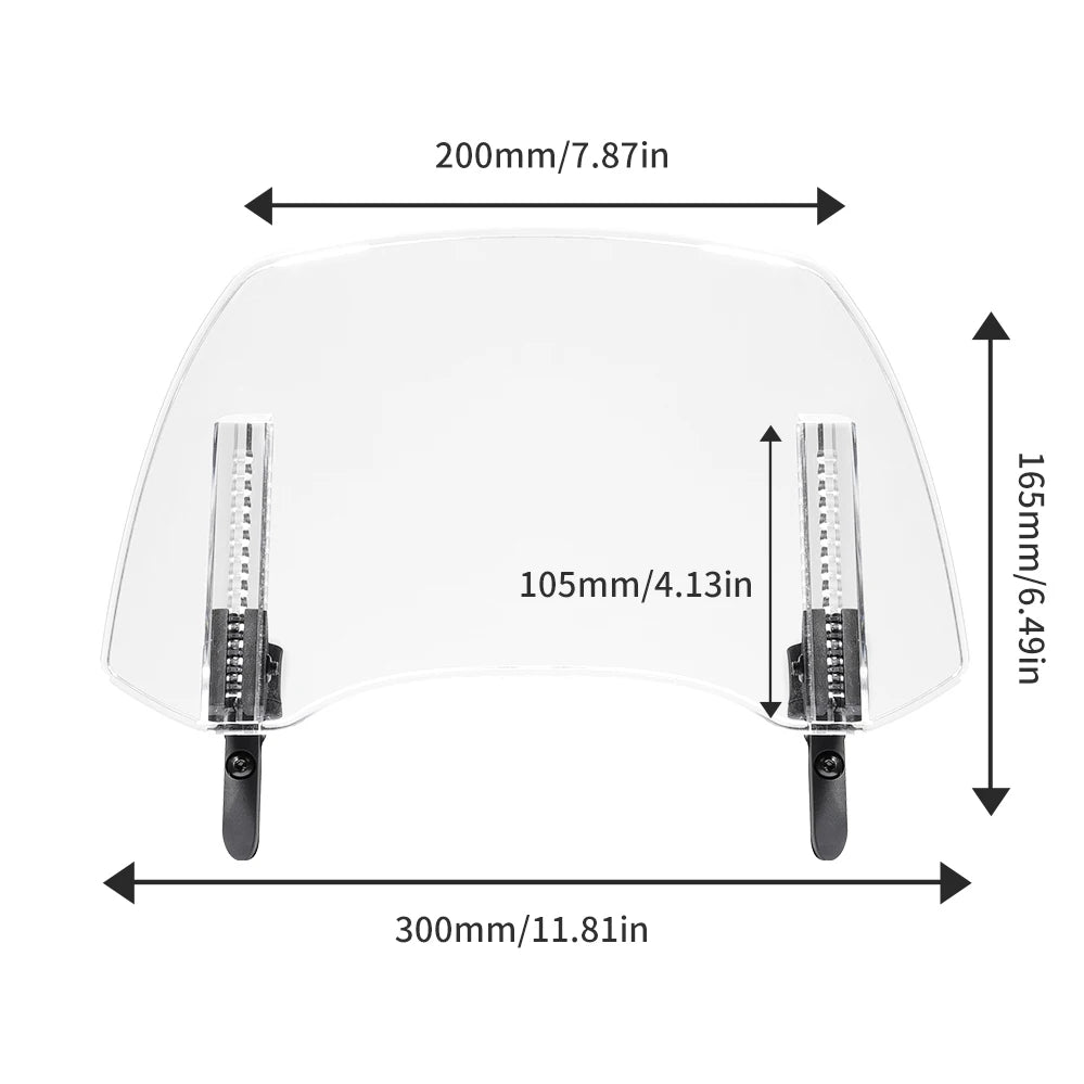 Motorcycle Windshield Extension – Adjustable Clamp-On Deflector Windshield Extension Nixie