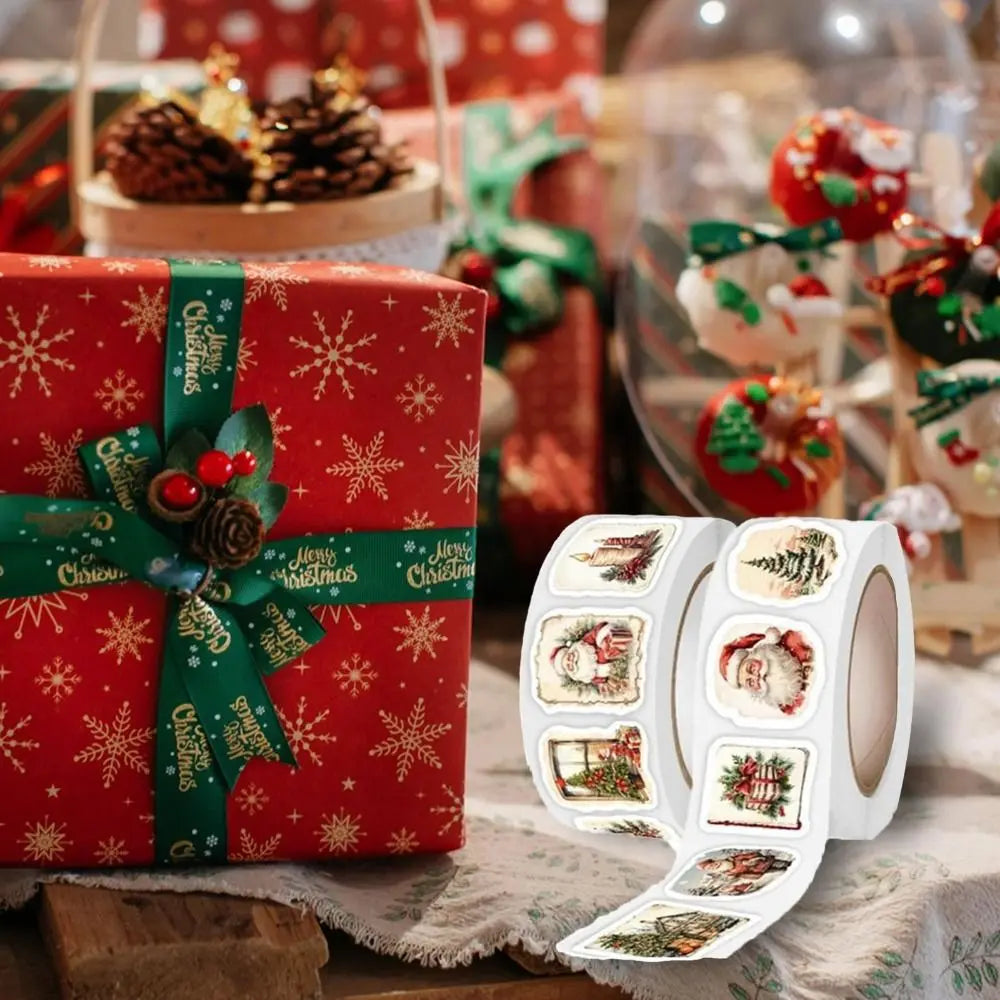 250Pcs Christmas Stickers Roll – Self-Adhesive Holiday Labels Christmas Stickers Nixie