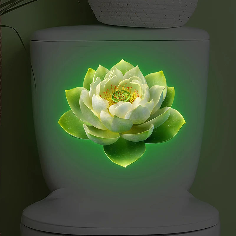 Glow-in-Dark Lotus Bathroom Wall Sticker – Waterproof PVC Decal Bathroom Wall Sticker Nixie