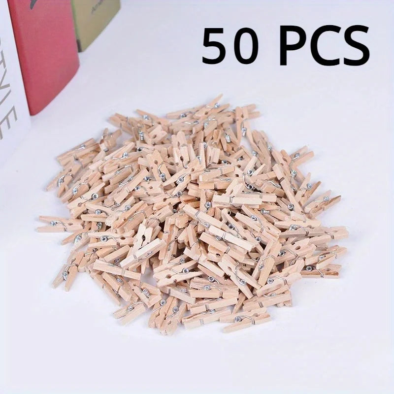 Mini Natural Wood Clips 25mm – 50/100 Pcs Clothespins & Pegs