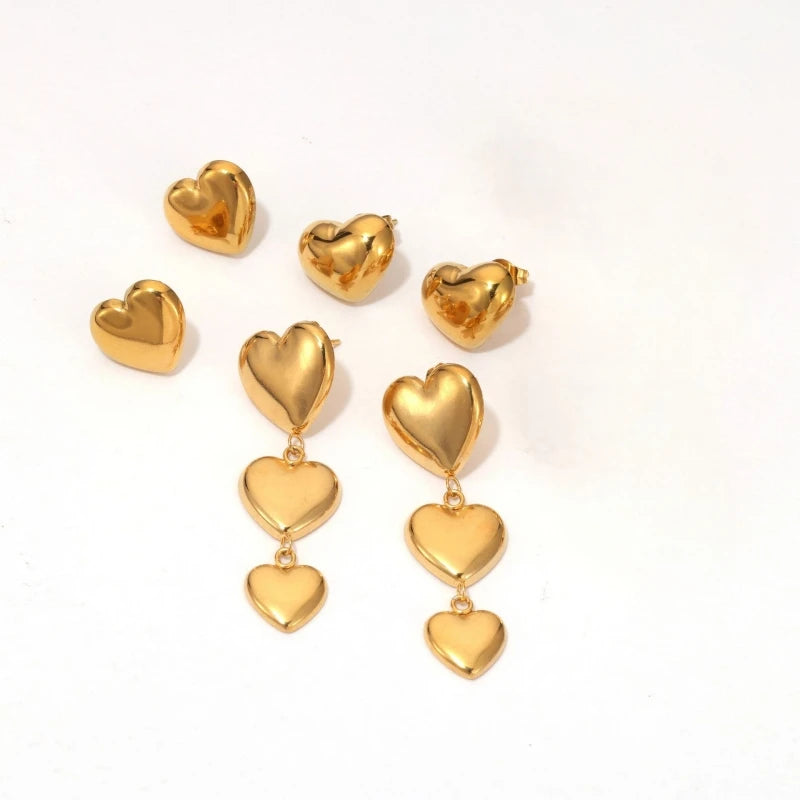 Gold Heart Stud Earrings – 14K Gold Plated Stainless Steel Stud Earrings Nixie