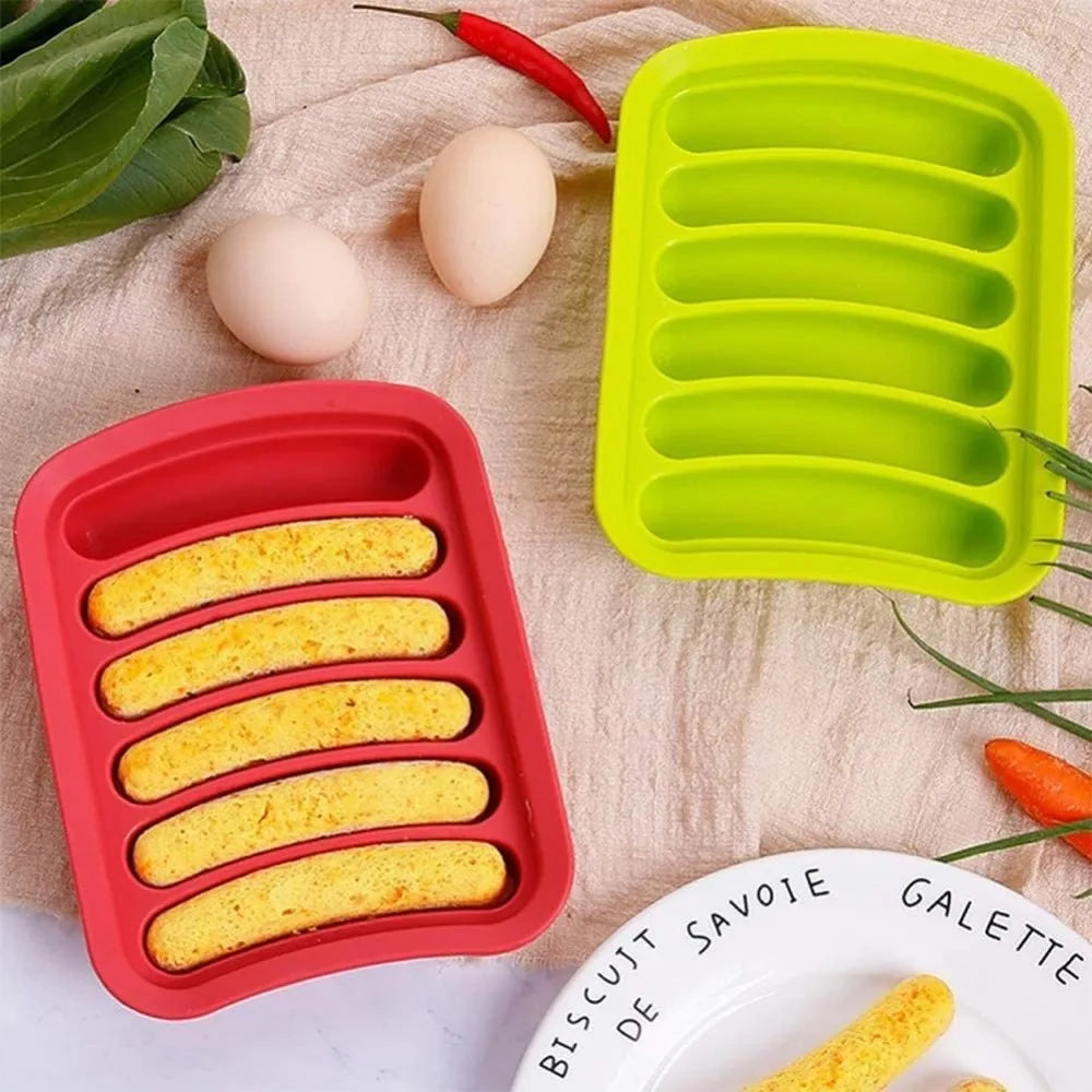 6-Cavity Silicone Sausage Mold with Lid – DIY Baking Tray Silicone Baking Mold Nixie