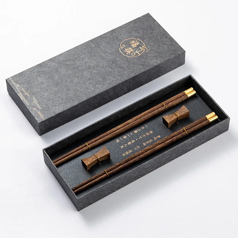 FEB.WIND Reusable Wooden Chopsticks Set with Holder – 2 Pairs Wooden Chopsticks Set Nixie 2pair