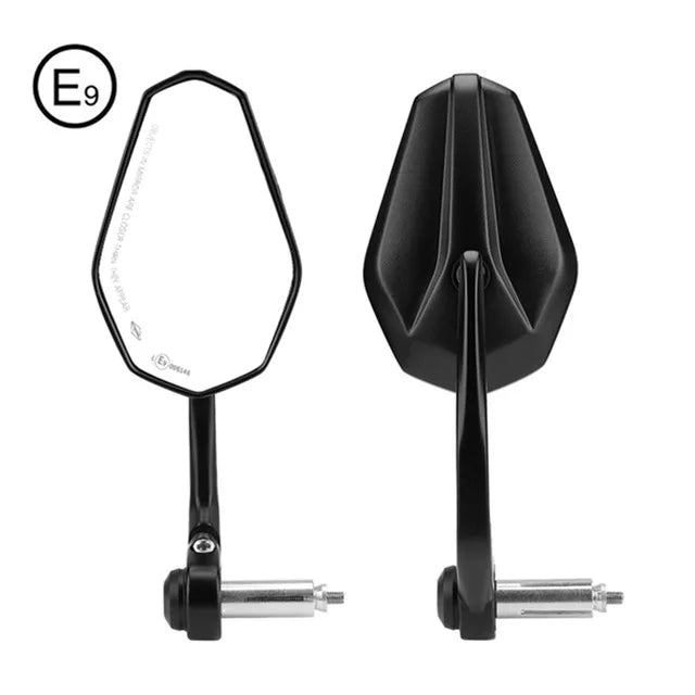 E-Mark Bar End Mirrors 7/8" CNC Aluminum 360° Adjustable Motorcycle Motorcycle Bar End Mirrors Nixie Black