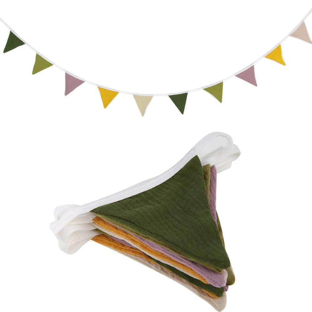 Boho Cotton Bunting Banner – Triangle Party Flag Decoration